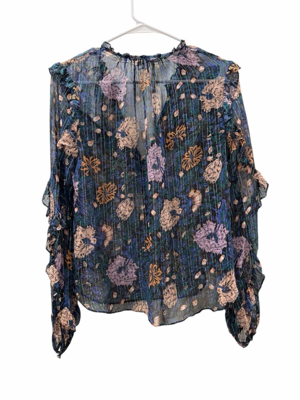 Veronica Beard Abra Floral Print Silk Blouse In Black Multi Size 6 - Picture 3 of 4